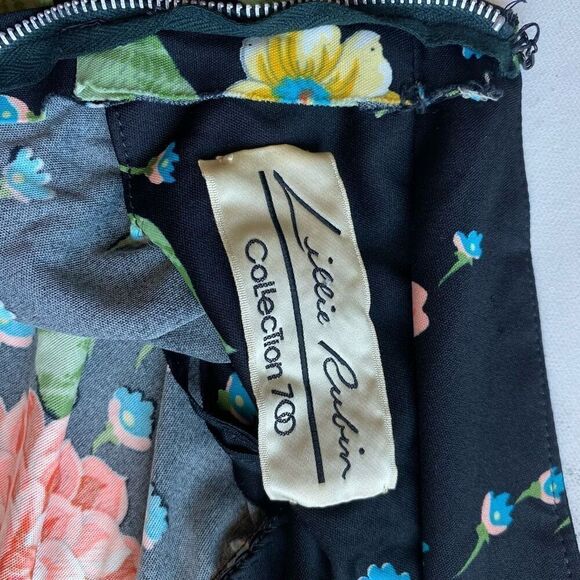 Rare Vintage Designer Lillie Rubin Floral Halter Midi Dress Women’s XS-S Retro - Picture 8 of 14